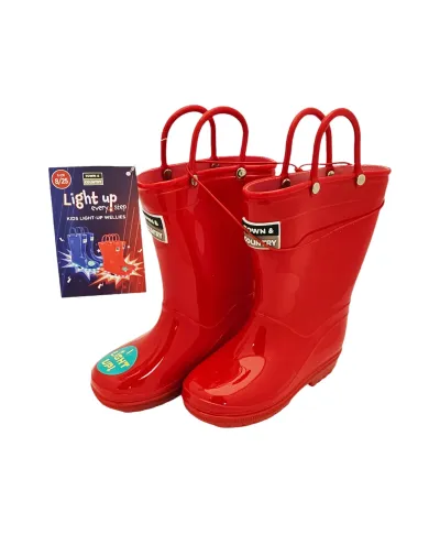 Town & Country Kids Light Up Wellies Red