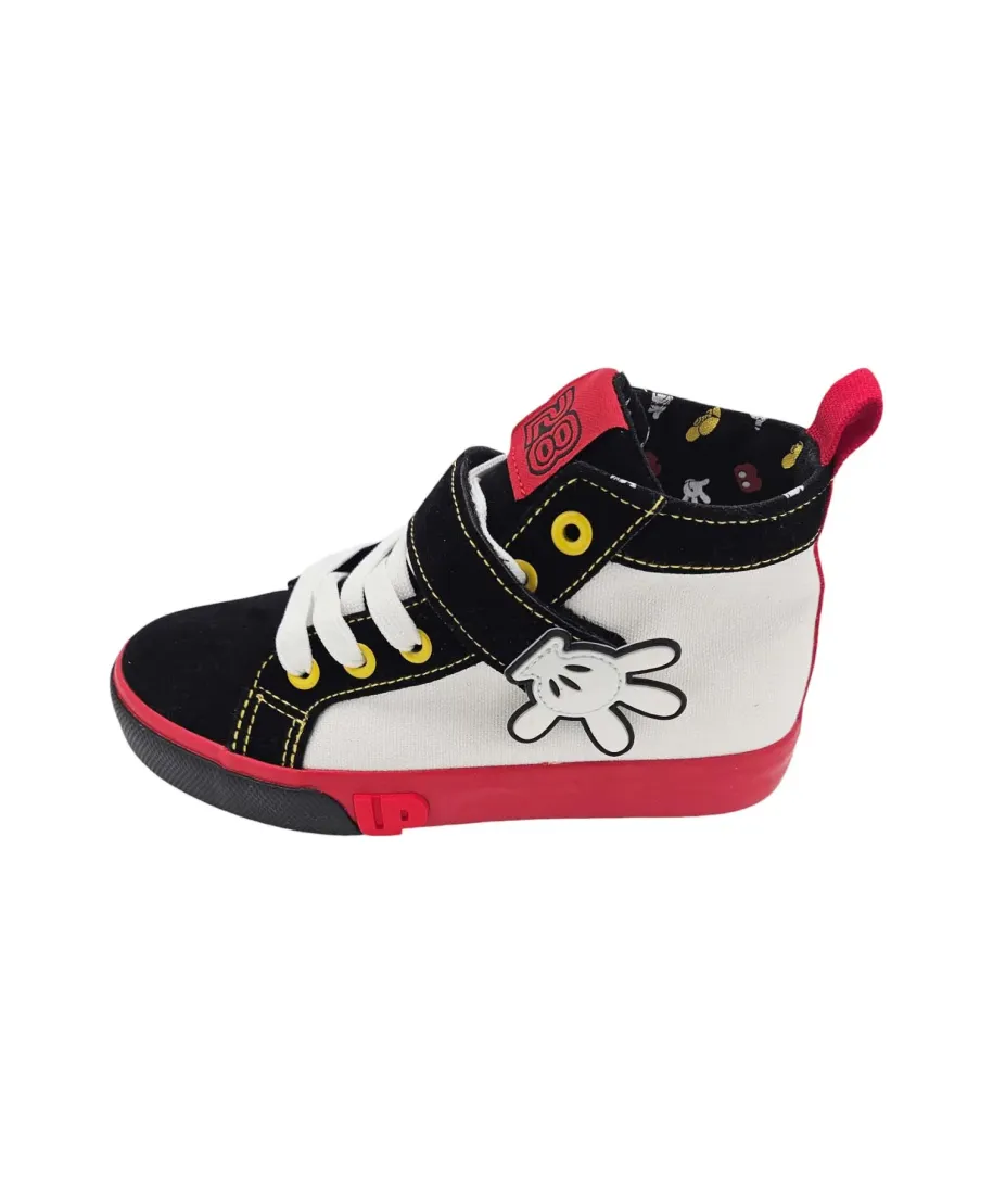 Ground up Mickey High Top Velcro - Black-White