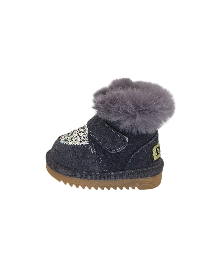 Botas de invierno con pelo y purpurina - Gris