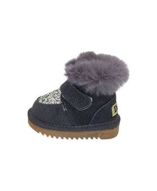 Botas de invierno con pelo y purpurina - Gris