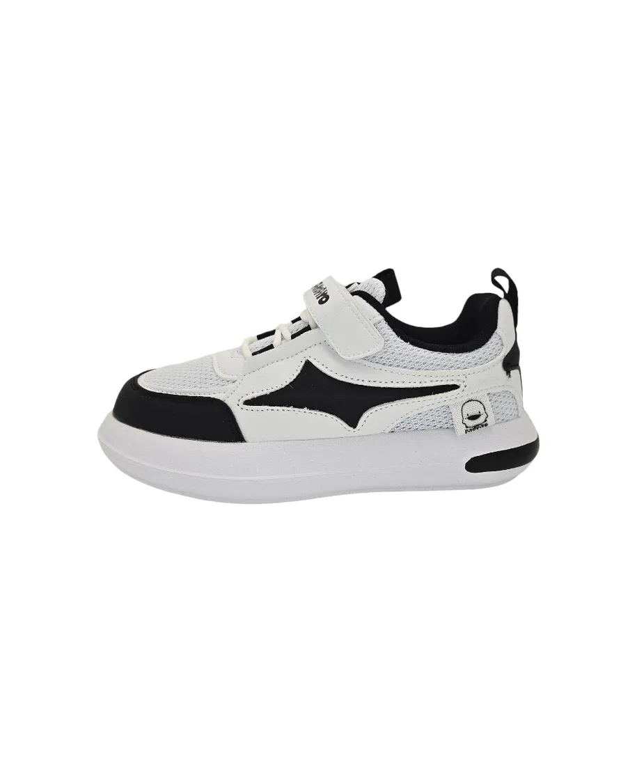 PiyoPiyo Shoes - White Black Lace-up Sneakers