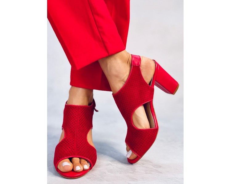 Sandałki ażurowe na obcasie MORILLO RED