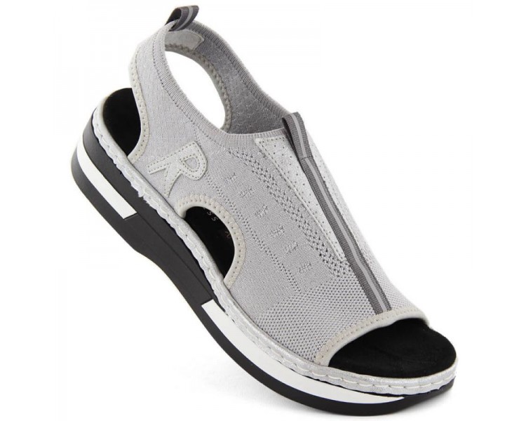 Komfortowe sandały wsuwane Rieker W RKR686 metallic