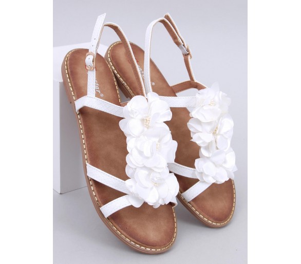 Sandałki z delikatnymi kwiatami AMAUR WHITE