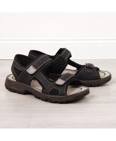 Sandalias cómodas velcro Rieker M R447 negro