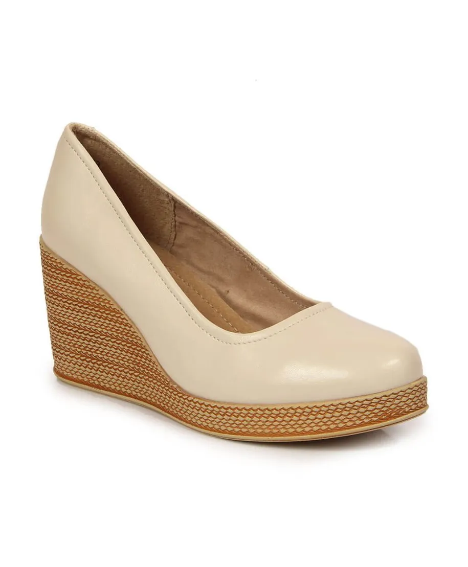 Filippo W PAW339C beige wedge pumps