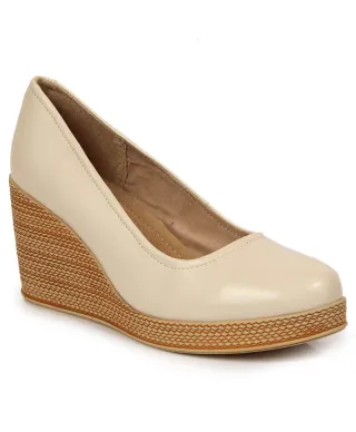 Filippo W PAW339C beige wedge pumps