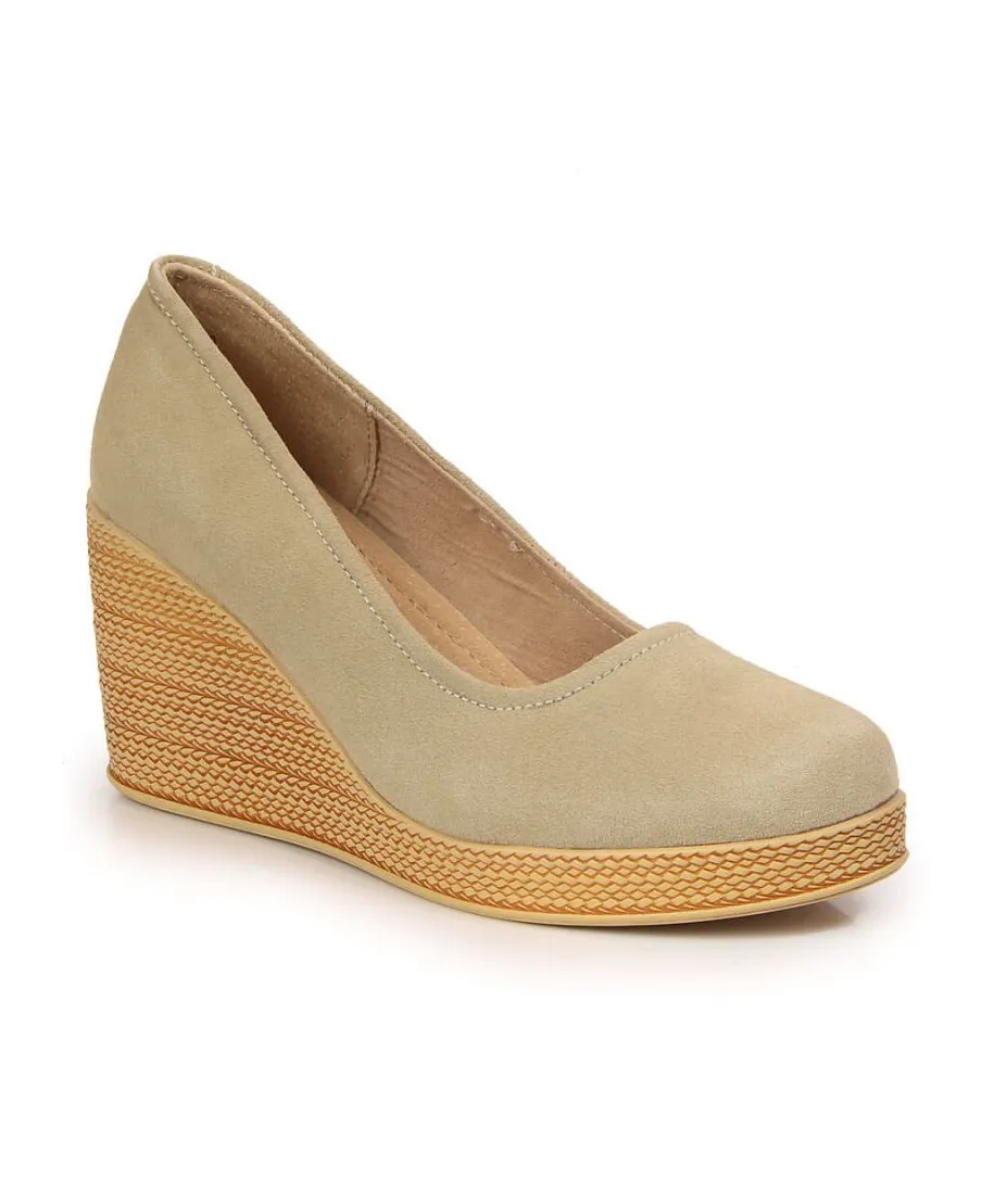 Filippo W PAW339D beige leather wedge pumps