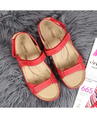 Red Velcro Leather Sandals W Helios 205