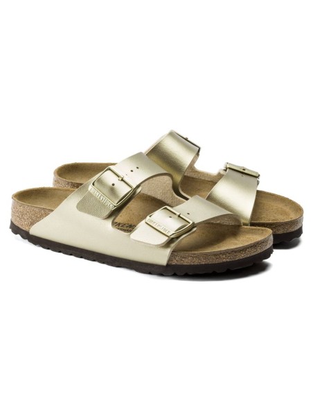 Klapki damskie Birkenstock Arizona Birko-Flor Gold złote regular szerokie (1016110)