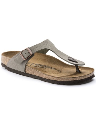 Japonki męskie szare Birkenstock Gizeh Birko-Flor Nubuck Stone regular szerokie (43391)