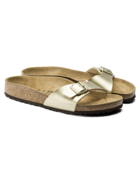 Klapki damskie Birkenstock Madrid Birko-Flor Gold regular szerokie złote (1016106)