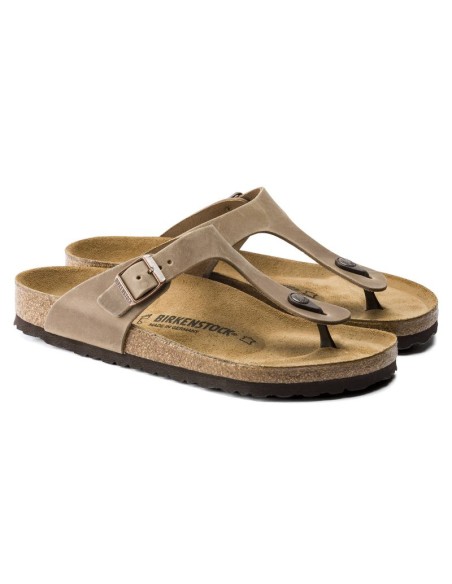 Japonki damskie Birkenstock Gizeh Oiled Leather Tabacco Brown Regular szerokie (0943811)