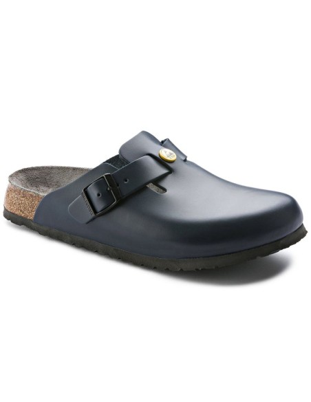 Chodaki damskie Birkenstock Boston ESD Blue skóra naturalna klapki narrow wąskie (0061388)