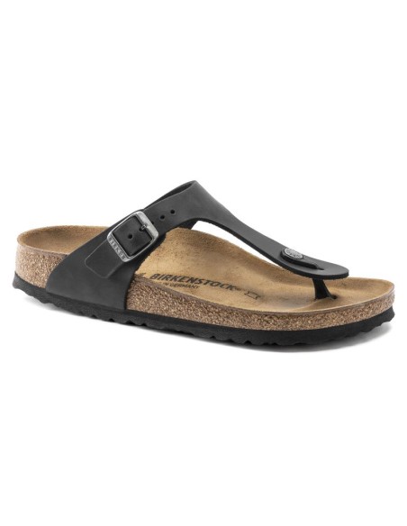 Japonki damskie/męskie Birkenstock Gizeh NU Oiled Black Regular olejowana skóra na szeroką stopę (0845251)