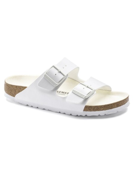 Klapki damskie/męskie Birkenstock Arizona Birko-Flor Regular na szeroką stopę na lato białe (1019061)