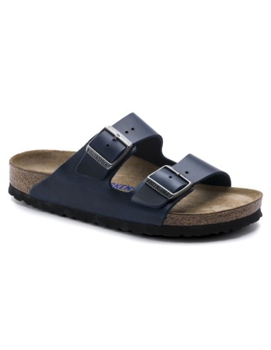 Klapki Birkenstock Arizona Soft Footbed Oiled Leather Narrow damskie/męskie Blue Niebieskie na wąską stopę olejowana skóra (1013